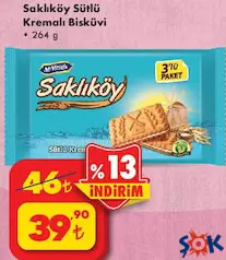 ÜLKER SAKLIKÖY SÜTLÜ KREMALI BİSKÜVİ 3'LÜ
